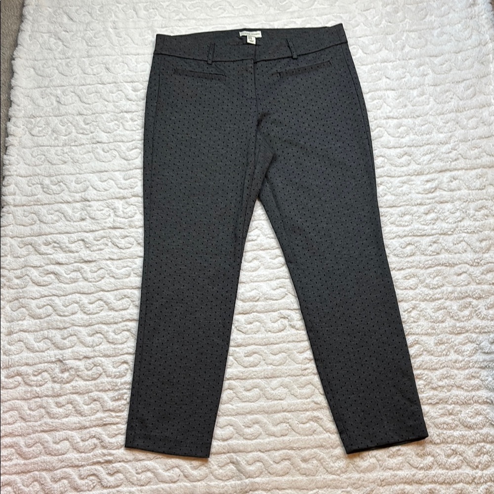 Adrienne Vittadini Mid Rise Gray Black Dot Slim Straight Pants Size 10